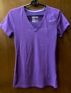 Nike DRI-FIT パープル Vネック Tシャツ XS