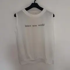 brave new world ロゴ ノースリーブ カットソー 白