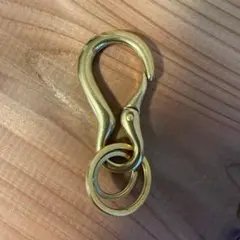 真鍮　フック型　キーホルダー 2リング付き