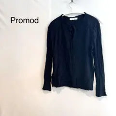 M1024 プロモード Promod 黒 長袖シャツ リボン カットソー