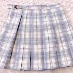 水色チェック プリーツスカート スクールスカート 制服 コスプレ