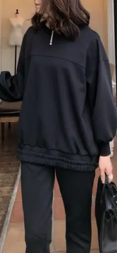 タグ付新品未使用‼️SYSORUS× シソラス タフタハイブリッドワンピース 黒 rienda | オーバーカラーZIPフレアOP (ワンピース(ミニ