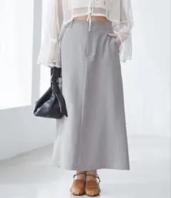 VIS 美easyリネンライクAラインスカート グレー　M