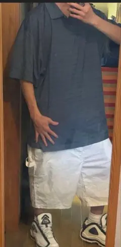 超オーバーサイズ ポロシャツ 2XL 希少サイズ 00s B系 BBOY 紺 青