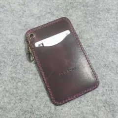 (名入れ可・色変更可)レザー　パスケース・カードケース　ハンドメイド