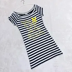 トミーガール ＊ ミニワンピース ボーダー センターロゴ (S) 半袖 白 紺