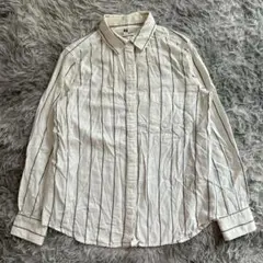 【UNIQLO】 ホワイトストライプ 長袖シャツ L 大きいサイズ 細見え効果