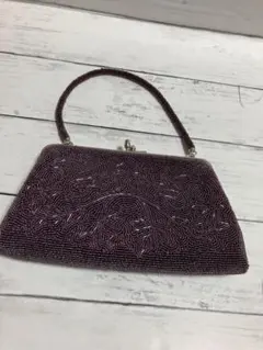 紫色 ビーズ刺繍 クラッチバッグ