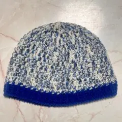 ハンドメイド☆シンプルニット帽 ブルー系