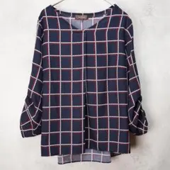 Reflect トップス ネイビー #9 ポリエステル 長袖 チェック柄のサムネイル