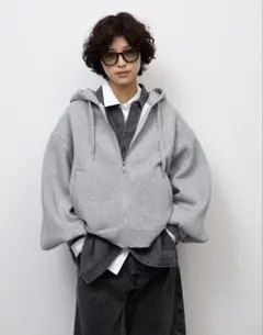 GU ★スウェットバルーンスリーブフルジップパーカ UL グレー XXL