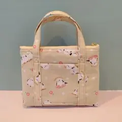 シマエナガ柄のミニトートバッグ