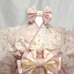 ♥ベビー袴♥　百日祝い　ひな祭り桜柄✖くすみピンク✖タッセル