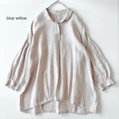 bulbul バルバル リネンコットン ドット セーラーカラー ブラウス 