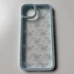 水色 リボンデザイン iPhoneケース