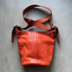 【27cm×32cm】オールドコーチ バケツ型 レザーバッグ 赤■ビンテージ