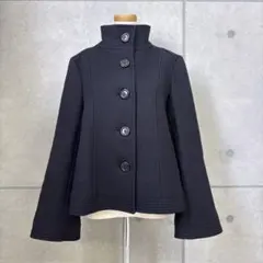 【ボッシュ】スタンドカラー　ブラックウールコート　36