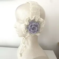 ハンドメイド　バラモチーフフリルイヤーマフ　ロリータ　no.215
