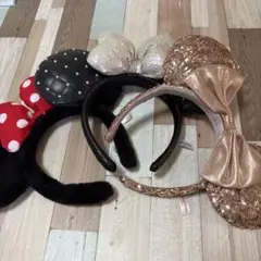 ミニーマウス風カチューシャ3点セット.ユニバ1点