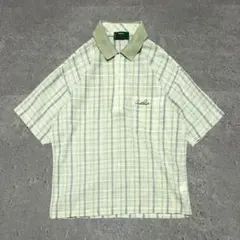 ポロシャツ 半袖 ゴルフ メンズ Mサイズ 緑 チェック柄 アーノルドパーマー