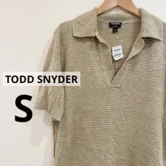 TODD SNYDER ベージュ　ストライプ　ポロシャツ S 半袖　海外古着
