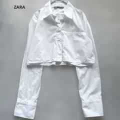 ZARA クロップド丈 長袖シャツ ホワイトのサムネイル