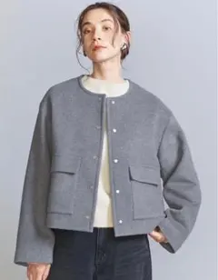 BEAUTY&YOUTH 毛ブレンド ノーカラーショートコート　お値下げ中