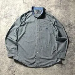 チャップス CHAPS ギンガムチェックシャツ ワンポイント刺繍グリーン系 古着