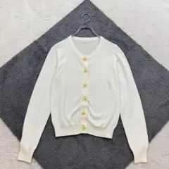 ✨ルージュディアマン【38】白 カーディガン 綿混 ストレッチ 春秋 おしゃれ着のサムネイル