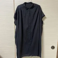 ノースリーブ シャツワンピース ブラック M-Lのサムネイル