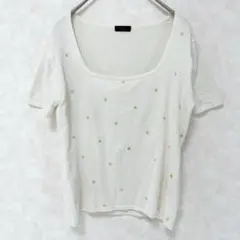 スクエアネック 半袖ニット ショート丈 サマーニット ホワイト 白 S