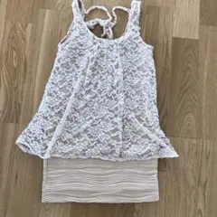 レース ペプラム ワンピース