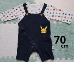 美品♡モンポケ 70cm ピカチュウ サロペット 長袖ロンパース