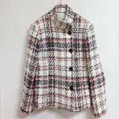 Avec le Temps ツイード調 チェック ジャケット フリーサイズのサムネイル