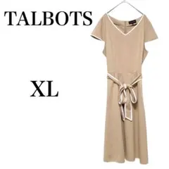 【タルボット】 ロングワンピース フレア 半袖 無地 Vネック XL