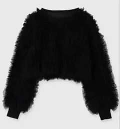 eimy istoire フリルチュールニットプルオーバー　BLACK