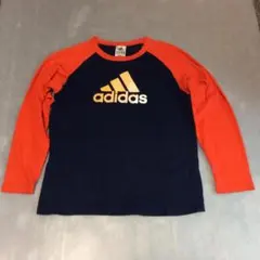 adidas アディダス 長袖カットソー ネイビー/オレンジ 160