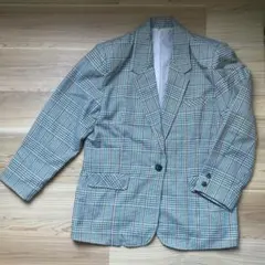 緑チェックのテーラードジャケット