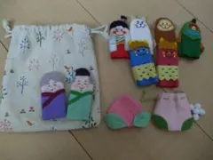 フェルト製ももたろうさん指人形　保育園　幼稚園　劇