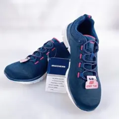 SKECHERS MEMORY FOAM ネイビー ピンク スニーカー 22.5