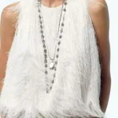 ZARA フリンジ クロップド丈トップス