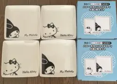 非売品　ハローキティandマイメロ　四角いお皿　4枚セット　ローソンコラボ