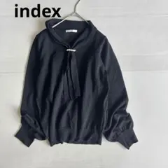 【インデックス】長袖ニット　ビジュー付き　黒　ブラック　毛混　大人綺麗め（L）