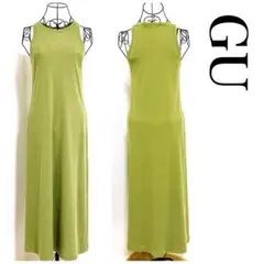 【今田美桜ちゃん着用】GU ロングノースリーブワンピース 緑 M【acr002】