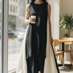 【美品✨】ガリャルダガランテ バイカラー Aラインワンピース 黒 白 サイズ38