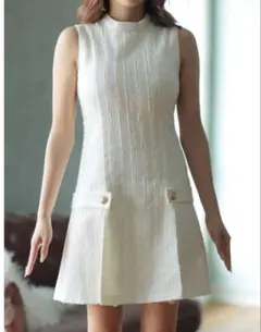 ラメツイード×レースプリーツミニキャバドレス(DE3312)