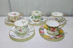 美術有田焼 香蘭社 金彩色絵小菊 エメラルドグリーン カップ＆ソーサ