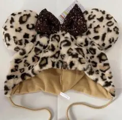ディズニー ヒョウ柄 ファンキャップ スパンコール ブラウン ミニー