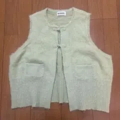 BEAMS BOY チャイナボタンニットベスト ライトグリーン