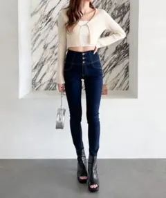 【美品】ISKO heather ヘザー　ハイウエストスキニー　デニムパンツ